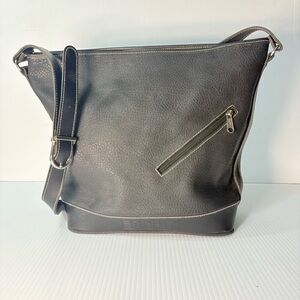 Vintage Esprit Charcoal Pebbled Faux Leather Crossbody Bag Y2K 90s Classic
